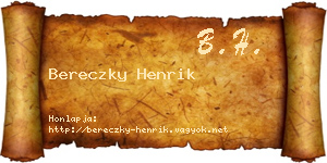 Bereczky Henrik névjegykártya